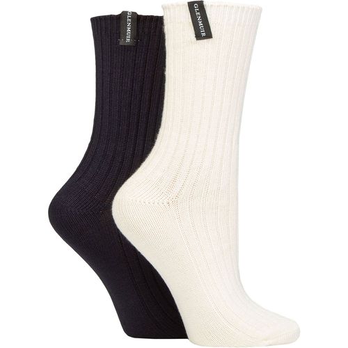 Women's 2 Pair Light Cushioned Bamboo Boot Socks Snow / Navy UK 4-8 - Glenmuir - Modalova