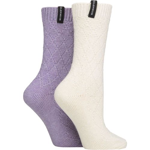 Ladies 2 Pair Classic Fashion Boot Socks Diamond Stone / Purple 4-8 - Glenmuir - Modalova