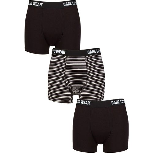 Mens 3 Pack Dare to Wear Plain and Striped Bamboo Trunks Stripe Black / Charcoal XL - SockShop - Modalova