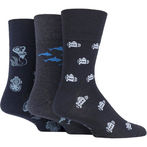 Mens 3 Pair Fun Feet Socks Deep Sea 6-11 Mens - Gentle Grip - Modalova