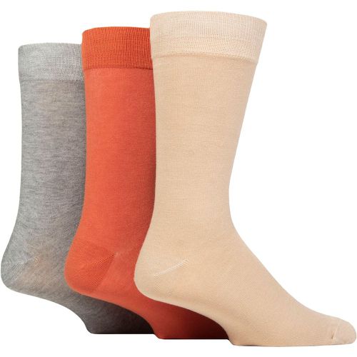 Mens 3 Pair Classic Bamboo Plain Socks Beige / Rust / Grey 7-11 - Glenmuir - Modalova