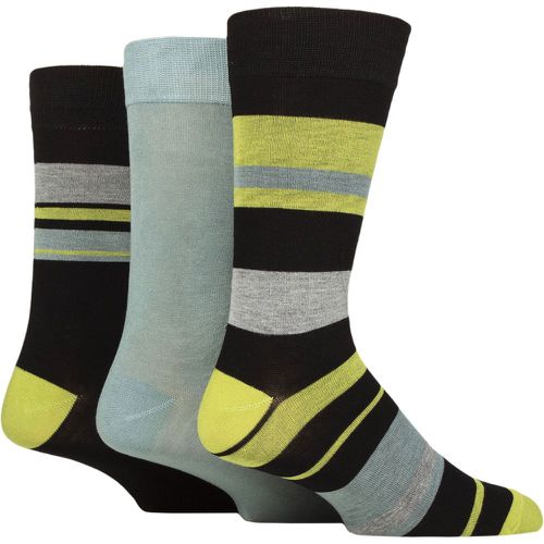 Mens 3 Pair Glenmuir Patterned Bamboo Socks Block Stripes Black 7-11 - SockShop - Modalova