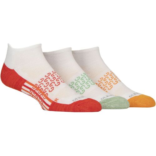Mens 3 Pair Sport Technical Cushioned Trainer Socks White Orange / Green 7-11 Mens - Glenmuir - Modalova
