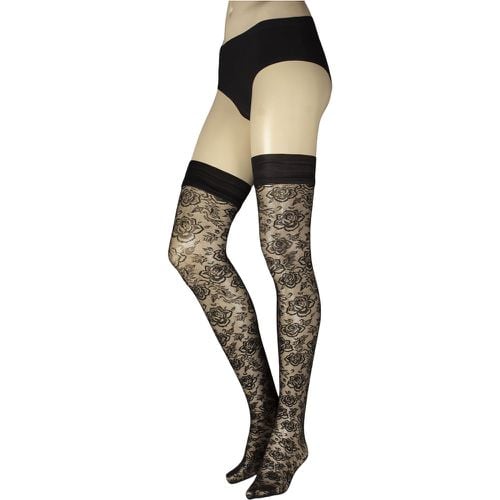 Women's 1 Pair Trasparenze Enif Flora Lace Hold Ups L/XL - SockShop - Modalova