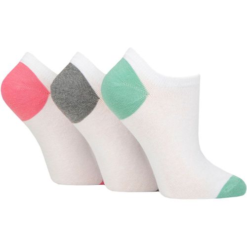 Ladies 3 Pair Plain and Patterned Cotton Trainer Socks Grey / Mint / Pink Heel & Toe 4-8 Ladies - Pringle - Modalova