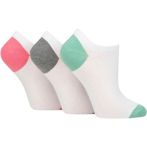 Women's 3 Pair Plain and Patterned Cotton Trainer Socks Grey / Mint / Pink Heel & Toe 4-8 Ladies - Pringle - Modalova