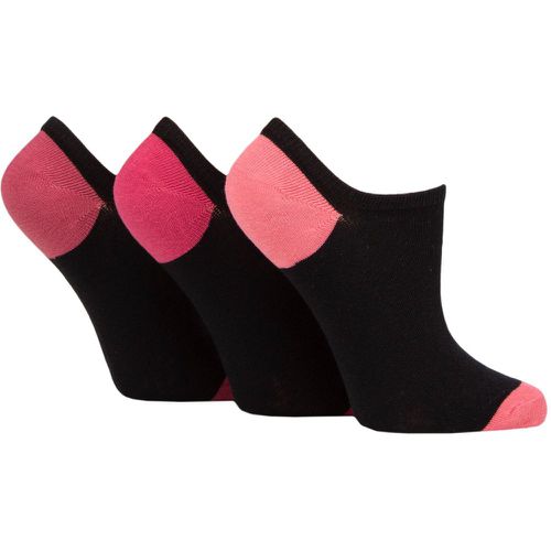 Women's 3 Pair Plain and Patterned Cotton Trainer Socks / Pink Heel & Toe 4-8 Ladies - Pringle - Modalova