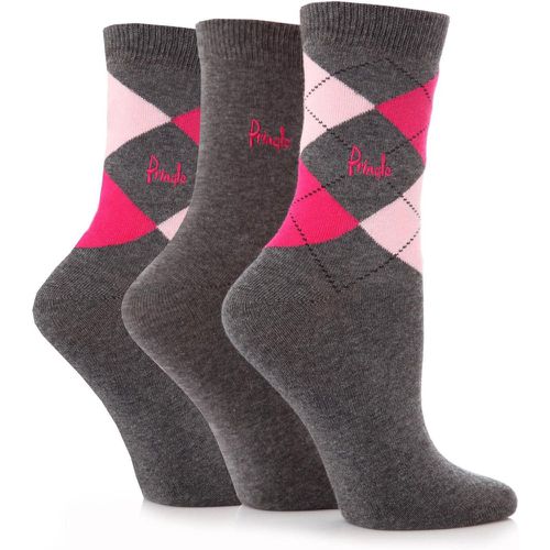 Pair Charcoal / Pinks Louise Argyle Cotton Socks Ladies 4-8 Ladies - Pringle - Modalova