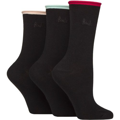 Women's 3 Pair Pringle Rebecca Contrast Roll Top Socks Wine / Light Blue / Light Pink 4-8 Women's - SockShop - Modalova