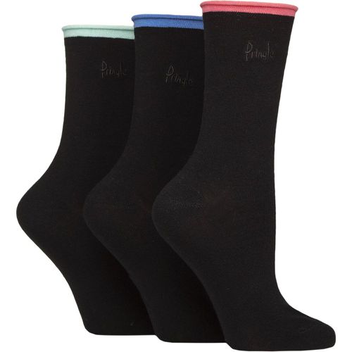 Women's 3 Pair Pringle Rebecca Contrast Roll Top Socks Pink / Blue / Light Blue 4-8 Women's - SockShop - Modalova