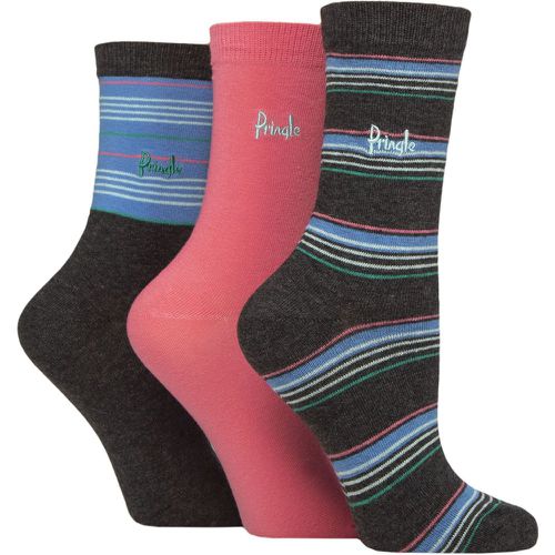 Women's 3 Pair Pringle Patterned Cotton Socks Charcoal Multi Stripe 4-8 Women's - SockShop - Modalova