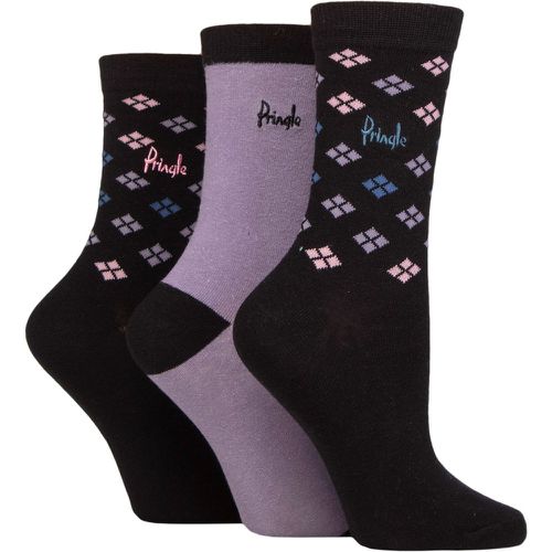 Ladies 3 Pair Patterned Cotton and Recycled Polyester Socks Scatter Diamond 4-8 Ladies - Pringle - Modalova