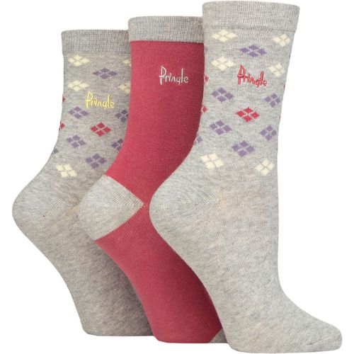 Ladies 3 Pair Patterned Cotton and Recycled Polyester Socks Scatter Diamond Light 4-8 Ladies - Pringle - Modalova