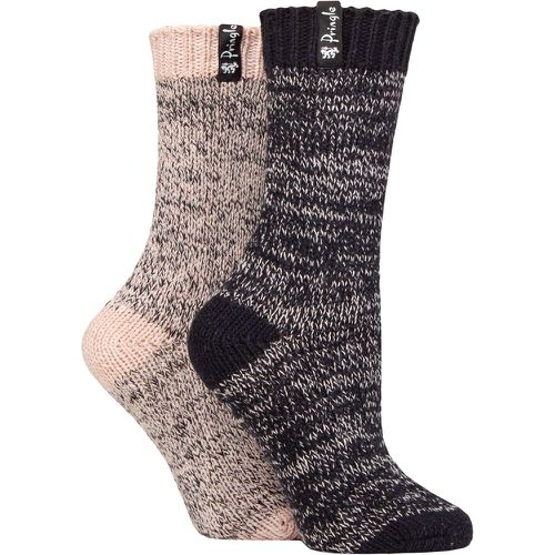 Women's 2 Pair Classic Fashion Boot Socks Plain Navy / Light Pink UK 4-8 - Pringle - Modalova