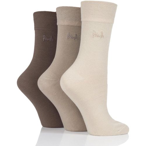 Pair Beige Jean Plain Comfort Cuff Cotton Socks Ladies 4-8 Ladies - Pringle - Modalova