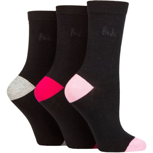 Ladies 3 Pair Patterned Cotton and Recycled Polyester Socks Contrast Heel & Toe / Pink - Pringle - Modalova