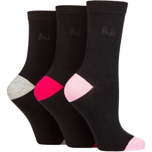 Women's 3 Pair Patterned Cotton and Recycled Polyester Socks Contrast Heel & Toe / Pink - Pringle - Modalova