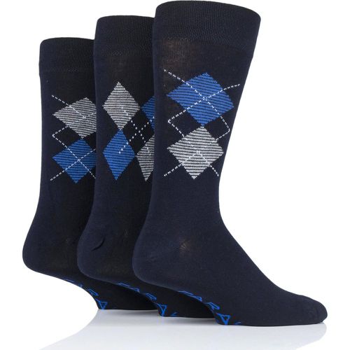 Pair Navy / Blue Luxury Bamboo Argyle Socks Men's 6-11 Mens - Farah - Modalova