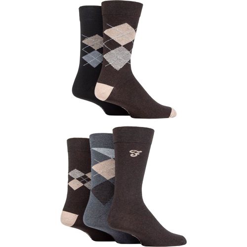 Mens 5 Pair Patterned Striped and Argyle Cotton Socks Argyle 6-11 Mens - Farah - Modalova