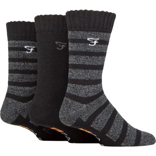 Mens 3 Pair Striped Cushioned Boot Socks / Charcoal 6-11 Mens - Farah - Modalova