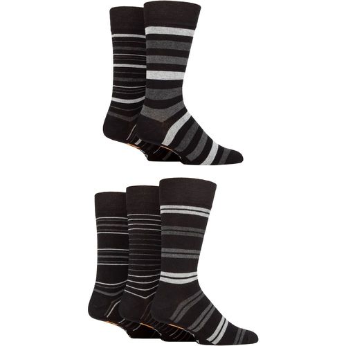 Mens 5 Pair Argyle, Patterned and Striped Bamboo Socks / Charcoal / Grey Stripe 6-11 Mens - Farah - Modalova