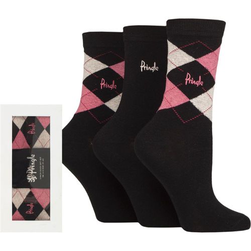 Women's 3 Pair Pringle Gift Boxed Louise Plain and Argyle Cotton Socks / Pink 4-8 - SockShop - Modalova