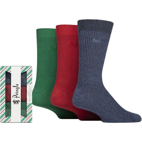 Mens 3 Pair Pringle Bamboo Leisure Socks in Candy Cane Gift Box Blue / Red / Green 7-11 Mens - SockShop - Modalova