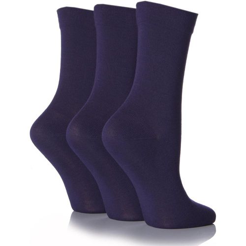 Pair Navy Gentle Bamboo Socks with Smooth Toe Seams in Plains and Stripes Ladies 4-8 Ladies - SockShop - Modalova