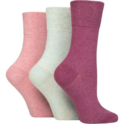 Ladies 3 Pair FootNurse Gentle Grip Diabetic Socks Sherbert Pink / Mint / Raspberry 4-8 - Iomi - Modalova