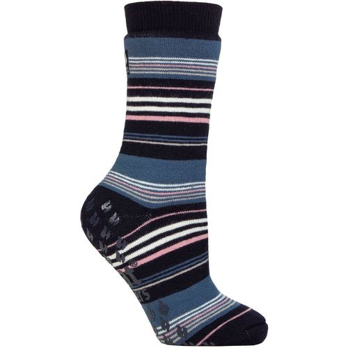 Women's 1 Pair SOCKSHOP Heat Holders Raynaud's 3.1 TOG Striped Thermal Slipper Socks Stripe Navy 4-8 - Iomi - Modalova