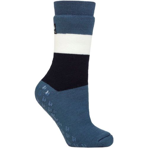 Women's 1 Pair SOCKSHOP Heat Holders Raynaud's 3.1 TOG Striped Thermal Slipper Socks Block Stripe Denim 4-8 - Iomi - Modalova