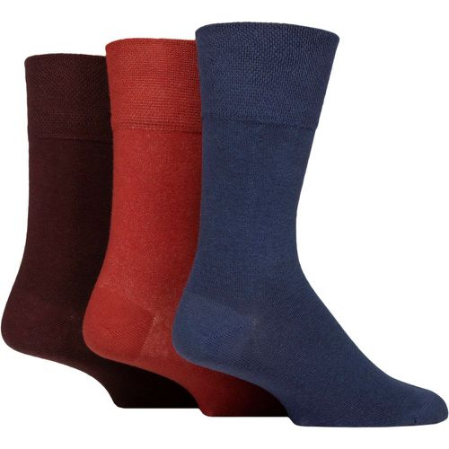Mens 3 Pair Iomi Footnurse Gentle Grip Diabetic Socks Burnt Orange / Sapphire Blue / Dark Burgundy 12-14 - SockShop - Modalova