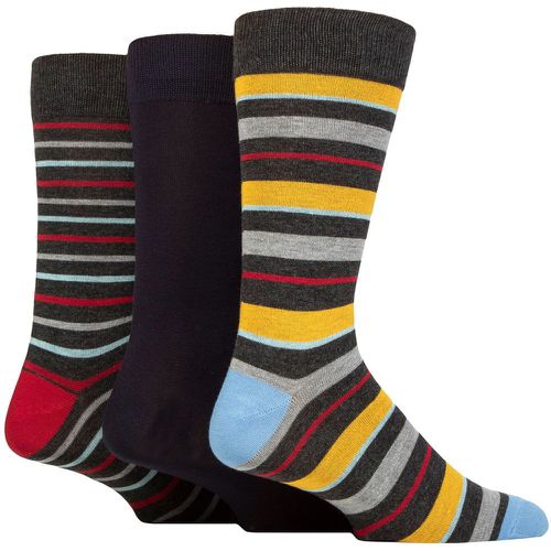 Mens 3 Pair SOCKSHOP Patterned Spots and Stripes Bamboo Socks Stripey Charcoal 7-11 - Wildfeet - Modalova