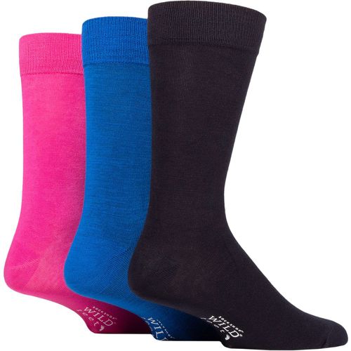 Mens 3 Pair Wildfeet Plain Bamboo Socks Navy / Blue / Pink 7-11 Mens - Wild Feet - Modalova
