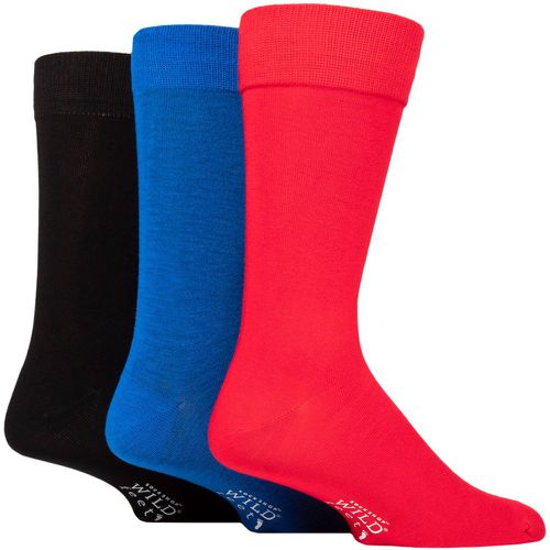 Mens 3 Pair Wildfeet Plain Bamboo Socks Red / Blue / Black 7-11 Mens - Wild Feet - Modalova