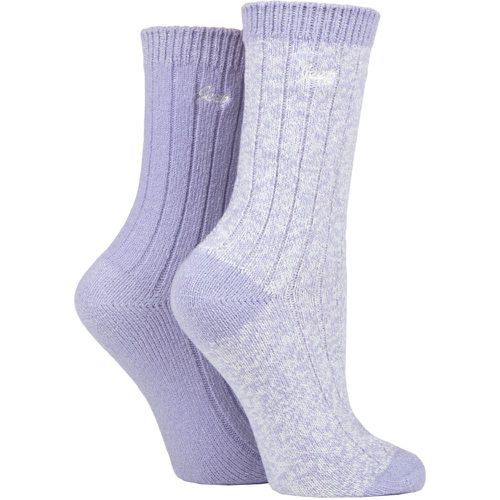 Ladies 2 Pair Super Soft Ribbed Boot Socks Lilac / Cream 4-8 Ladies - Jeep - Modalova