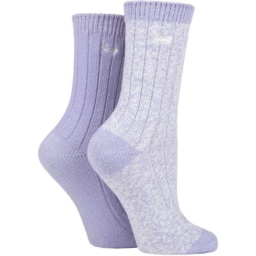 Women's 2 Pair Super Soft Ribbed Boot Socks Lilac / Cream 4-8 Ladies - Jeep - Modalova