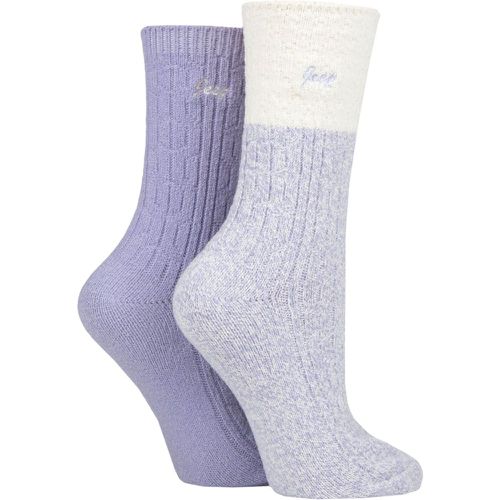 Women's 2 Pair Super Soft Cable Knit Boot Socks Lilac / Cream 4-8 Ladies - Jeep - Modalova