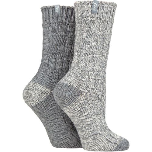 Women's 2 Pair Wool Rope Knit Boot Socks Slate / White 4-8 Ladies - Jeep - Modalova