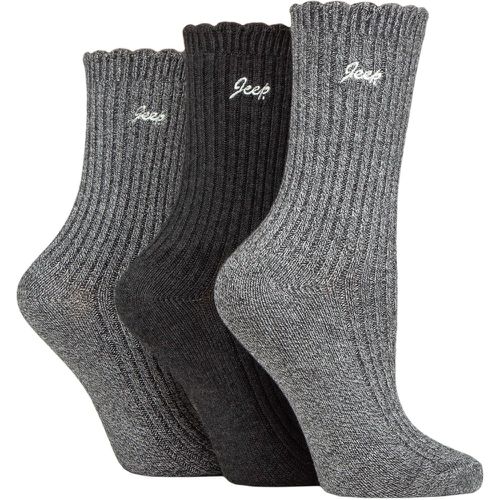 Women's 3 Pair Bamboo Scalloped Top Socks / Charcoal 4-8 Ladies - Jeep - Modalova