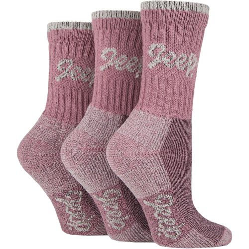 Women's 3 Pair Luxury Terrain Boot Socks Rose / Cream 4-8 Ladies - Jeep - Modalova