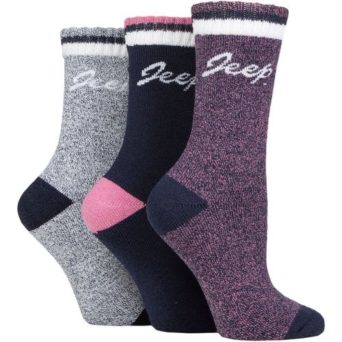 Women's 3 Pair Performance Full Cushion Boot Socks Navy / Rose / Cream 4-8 Ladies - Jeep - Modalova