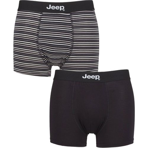 Mens 2 Pack Plain and Fine Striped Fitted Bamboo Trunks / Stripe Small - Jeep - Modalova