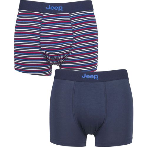 Mens 2 Pack Plain and Fine Striped Fitted Bamboo Trunks Navy / Stripe Large - Jeep - Modalova