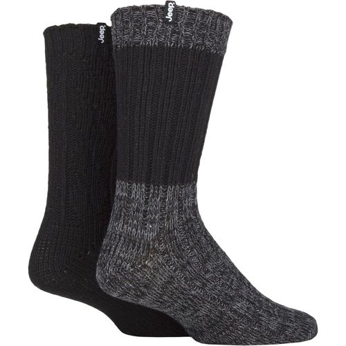 Mens 2 Pair Wool Blend Cable Knit Boot Socks / Charcoal 6-11 Mens - Jeep - Modalova
