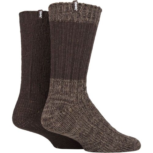 Mens 2 Pair Wool Blend Cable Knit Boot Socks / Earth 6-11 Mens - Jeep - Modalova