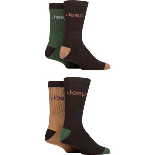 Mens 4 Pair Plain Regenerated Cotton Boot Socks / Green 6-11 - Jeep - Modalova