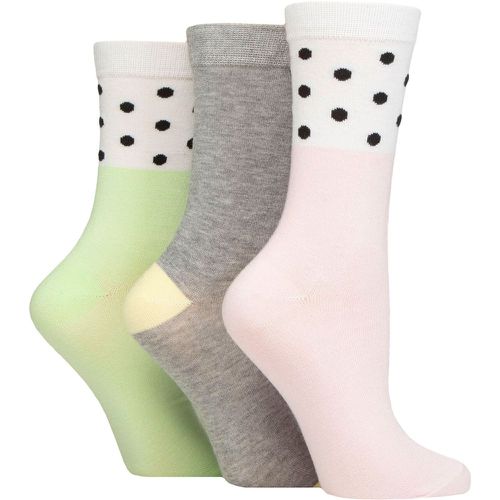 Ladies 3 Pair SOCKSHOP Patterned Bamboo Socks Spots White / Pink / Green 4-8 - Wildfeet - Modalova