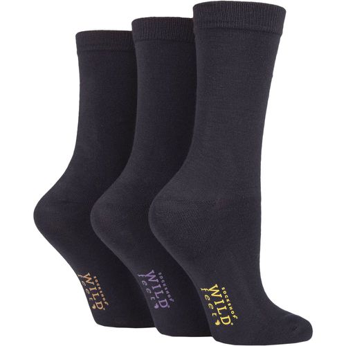 Women's 3 Pair Wildfeet Plain Bamboo Socks Navy 4-8 Ladies - Wild Feet - Modalova