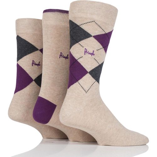 Pair Beige New Waverley Argyle Patterned and Plain Socks Men's 7-11 Mens - Pringle - Modalova